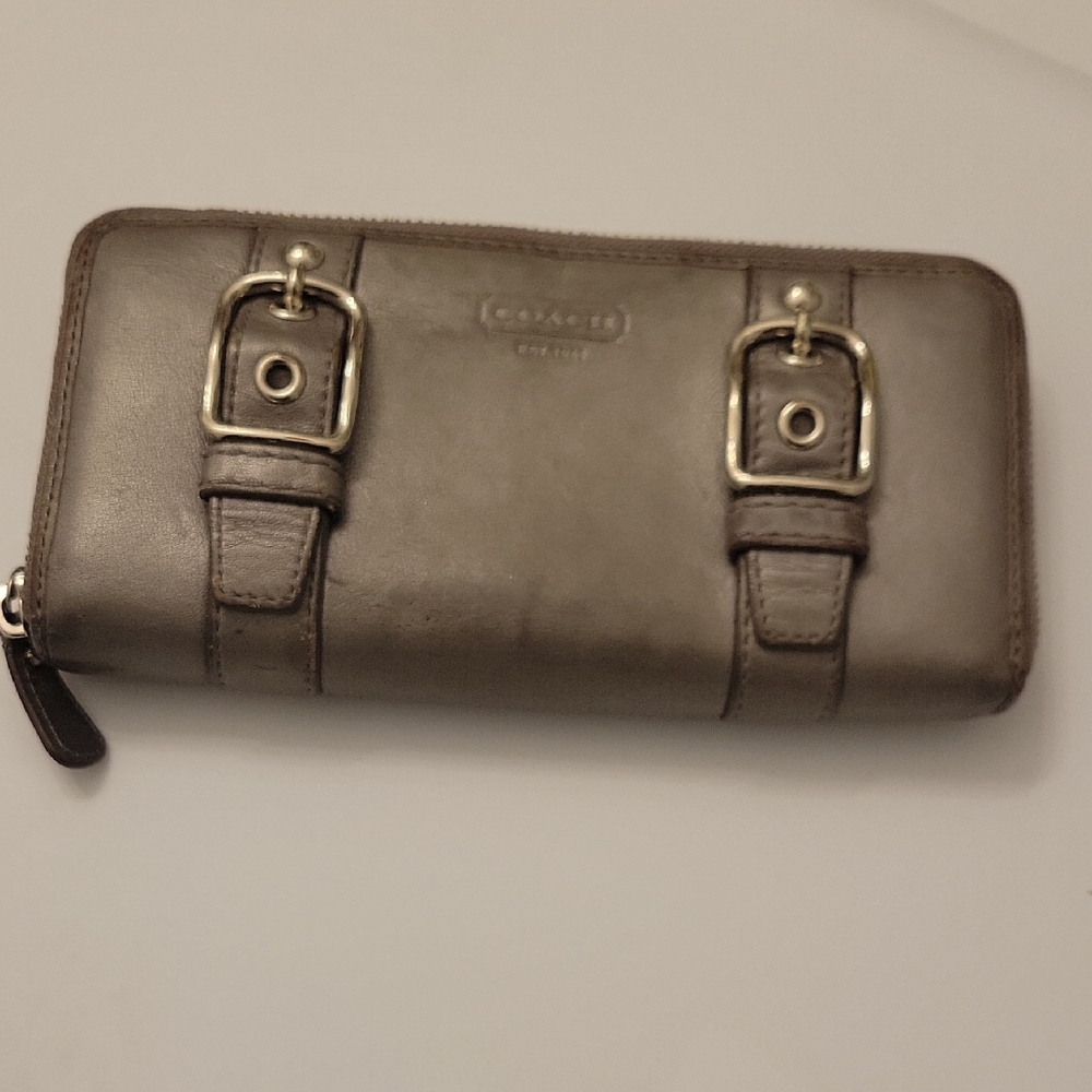 Coach Metallic Gray Leather Wallet